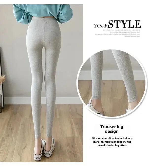 Hoch taillierte, dünne Leggings aus Modal-Baumwolle, Übergröße, Sicherheitshose, elastische Oberbekleidung, Leggings mit mittlerer Taille für Damen.