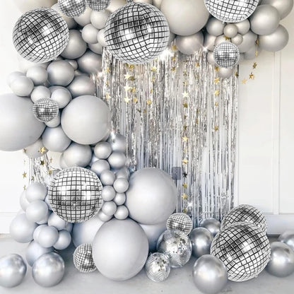 6/12 Stück 22 Zoll Discokugel Folienballons Metallic Silber 4D Ballon für 70er Jahre Disco Geburtstagsfeier Hochzeit Dekoration Lieferungen.