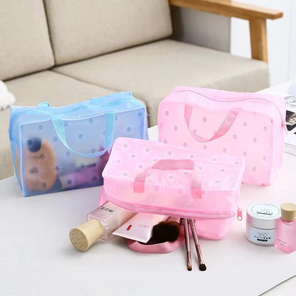 5 Color Waterproof PVC Cosmetic Storage Bag Women Transparent Organizer for Makeup Pouch Compression Travelling Bath Bags.