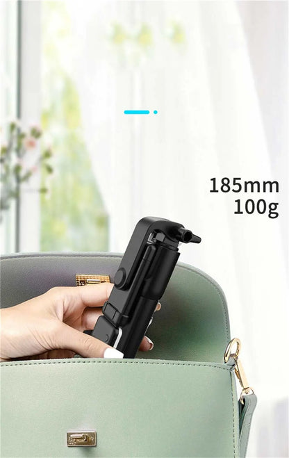 Portable Bluetooth Selfie Stick Tripod Holder with Remote Shutter Fill Light Extendable Wireless Remote Retractable Phone Stand.