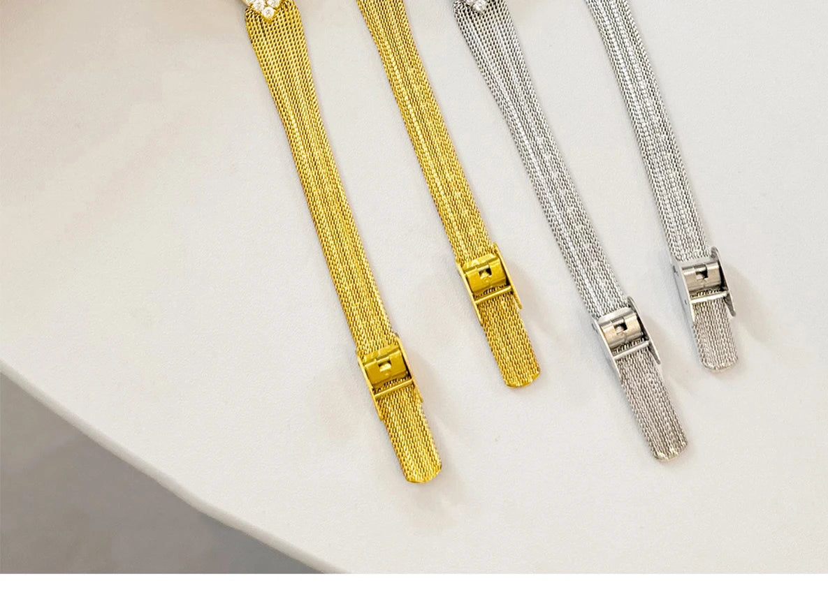 GEDI Watch Gold Silver Diamond Inlaid Steel Strip Women's Wristwatch Vintage Niche Light Luxury Temperament Quartz Watch Woman