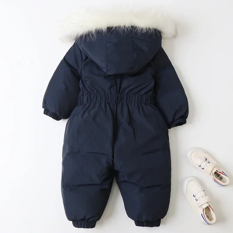 Plus Dicke Samt Bodys Kleidung Winter Baby Wasserdicht Mit Kapuze Einteiliges Mädchen Jungen Overalls Ski Anzug Infant Dicke Warme strampler.