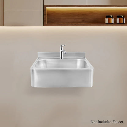 Wandwaschbecken, Waschbecken aus Edelstahl 304, Badezimmerwaschbecken, für Wohnmobile, Bars, Hotels, Cafés, Badezimmer, 43 x 29 x 13 cm (ohne Wasserhahn)