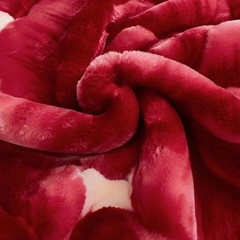 Classic Lily Print Blanket Double Thickened Autumn Winter Raschel Blankets Dormitory Bedrooms Comfortable Cold Resistant Bedding.