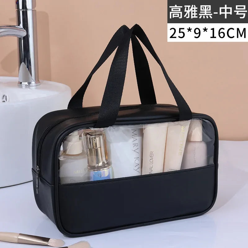 Waterproof Cosmetic Bag Portable Portable Cosmetic Storage Bag Large Capacity Pu Transparent Wash Bag Travel Storage Bag.