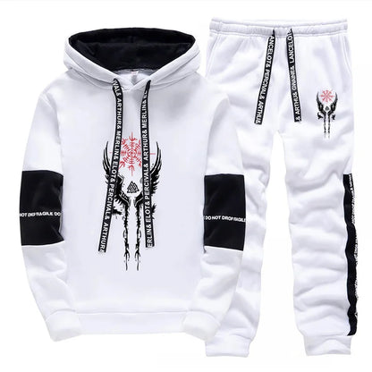 Mens Tracksuit Printed Casual Sweatshirts Sweatpants Single Piece Versatile Hoodie Pants Gym Sports Jogging Mens Clothing 2025.