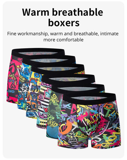 4/6Pcs Herrenmode Druck Lange Unterwäsche Jugendliche Für Erwachsene Multi-größe Bequeme Sport Boyshort Plus größe Fitness Shorts