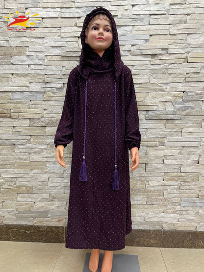 Eid Kids Cotton Prayer Garment Dress Muslim Girls Long Khimar Hijab Turkey Abaya Dresses Islamic Dress Full Cover Robe Ramadan.