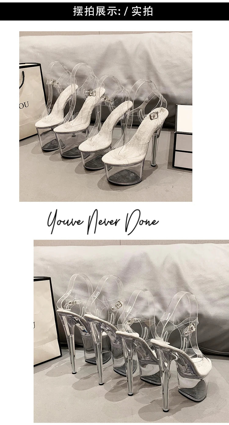 Platform sandals Girl shoes 20CM crystal Summer high heels ladies shoes on sale Pole Dance Pumps sandalias de mujer verano.