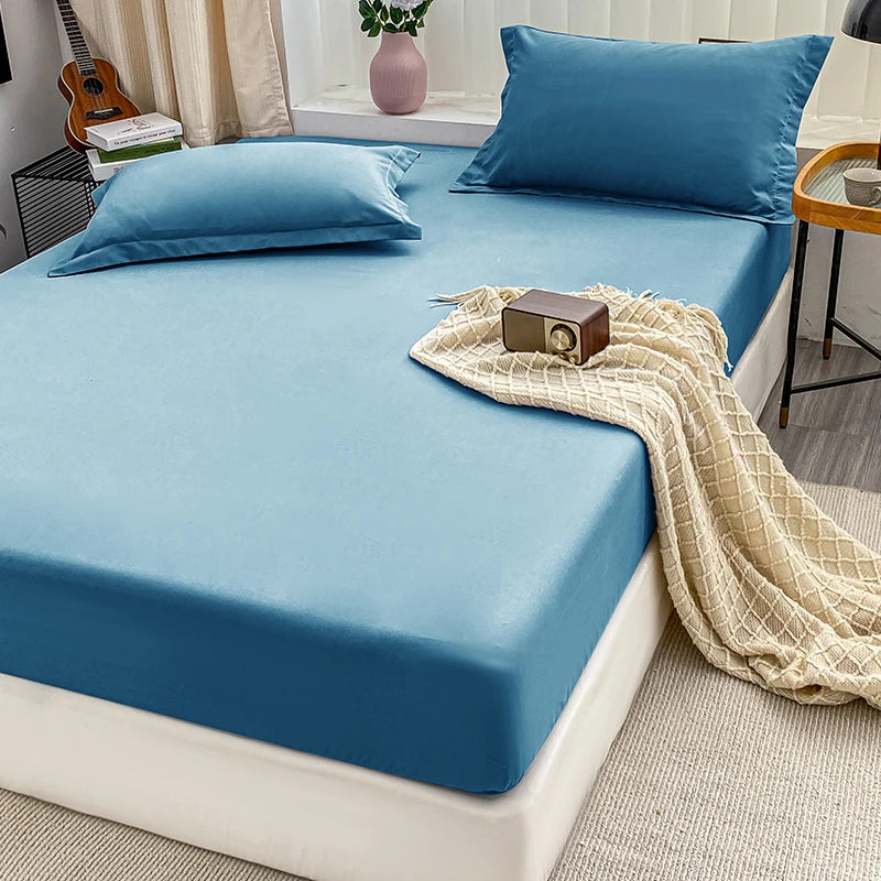 1PC solid color bed cap anti-slip protective cover dust covered sheet.