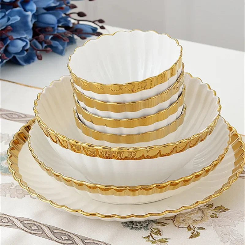 1pcs Upgrade white porcelain plates for food, dinner dishes, salad, soup bowls, ceramic porcelain plates, and tableware.