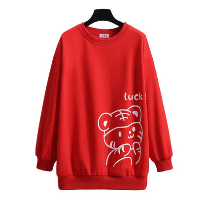 170Kg Plus Größe frauen Büste 170cm Frühling Herbst Lose Oansatz Langarm Cartoon Print Sweatshirts 6XL 7XL 8XL 9XL 10XL 11XL.