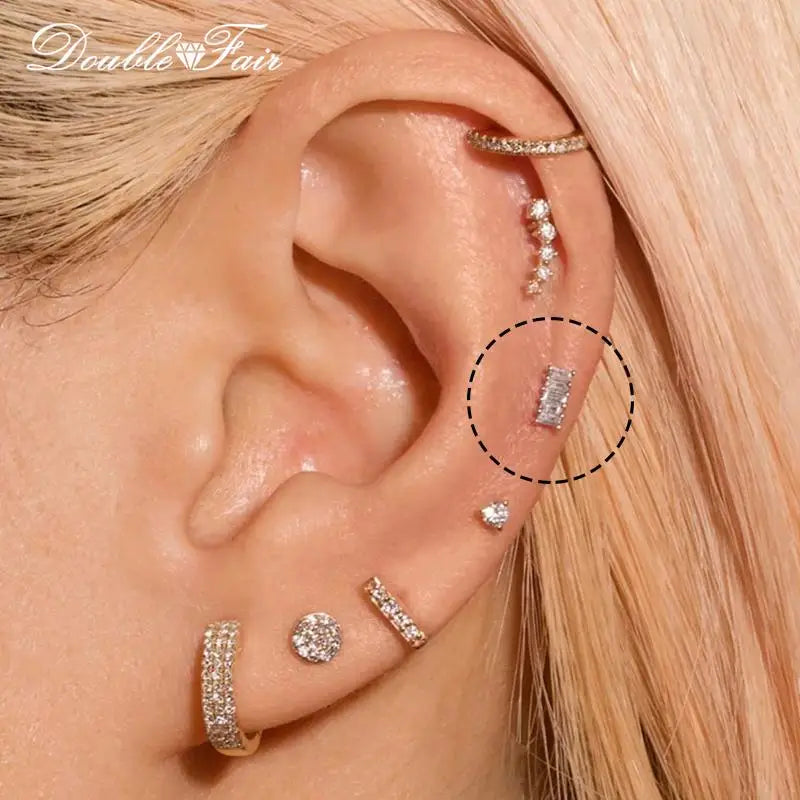 1pc Cartilage Tragus Helix Daith Crystal Ear Piercing Stud Earrings for Women Mini Screw Stainless Steel Stacking Ear Jewelry.