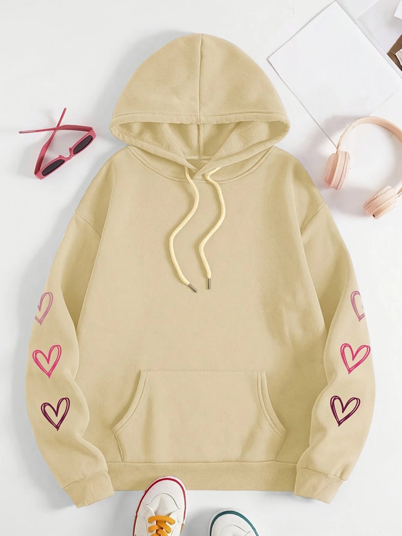 Merry Christmas And The Tree Printing Women Hooded Fashion Warm Comfortable Hooded Round Neck Casual Hoodies Fleece Soft Clothes.
