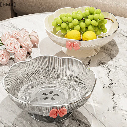 〔HM4〕1Pc Plastic Candy Fruit Plate for Home Coffee Table Candy Platter High-End Snack Placement Platter Ornaments.
