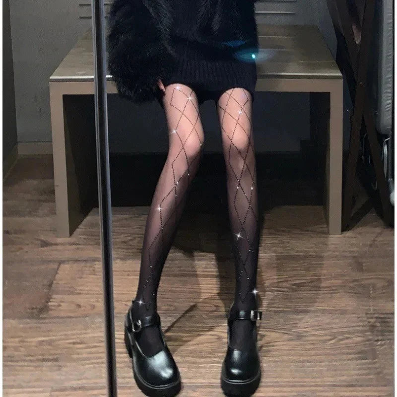 Sexy Blue Butterfly Net Stockings Women's Long Tube Socks Invisible Sweat Absorbent Polka Dot Design Pure Desire Stockings