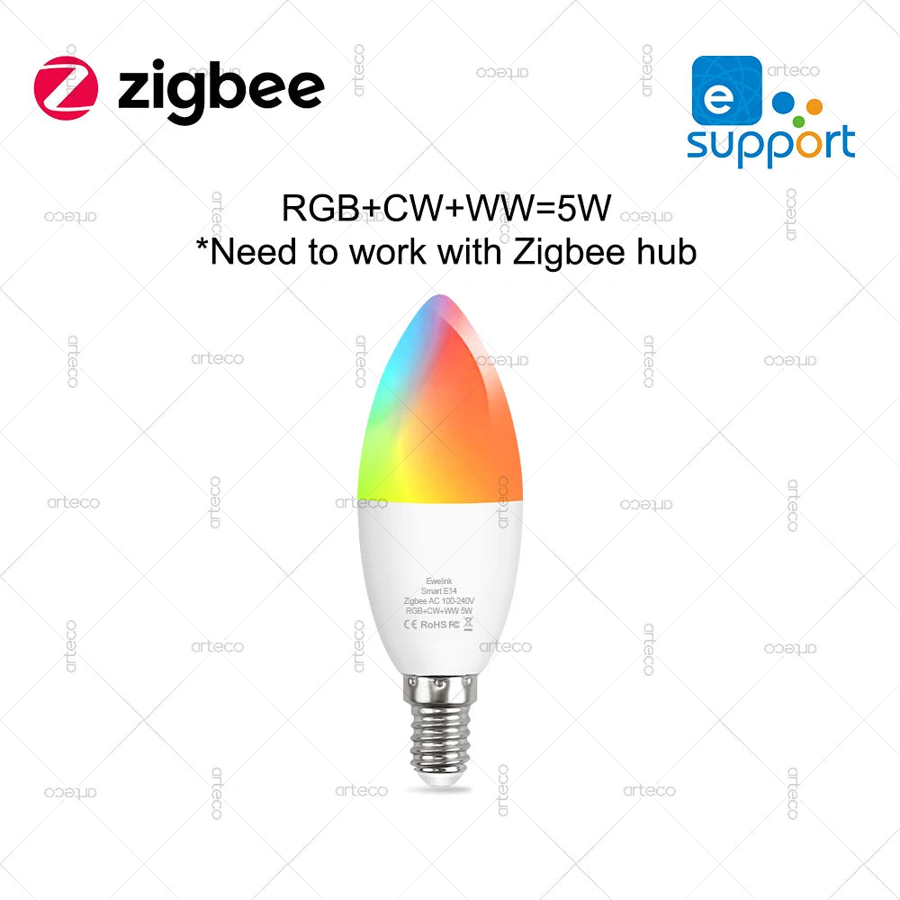 EWelink E27 E14 GU10 Smart Bulb WiFi Zigbee, dimmbare LED-Glühbirne RGB CW-Lampe funktioniert mit Alexa Amazon Google Home Yandex Alice.