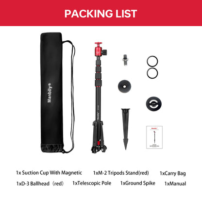 Manbily GF-M25 Aluminum Magnetic Golf Monopod Selfie Stick with Ground Spike Stakes Magnetic Tripod Stand for Golf Traing.