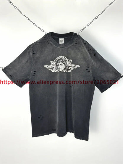 SAINT Vintage NIN Nine-inch Nail T-Shirts Best Quality Vintage Washed T Shirt Tee Tops
