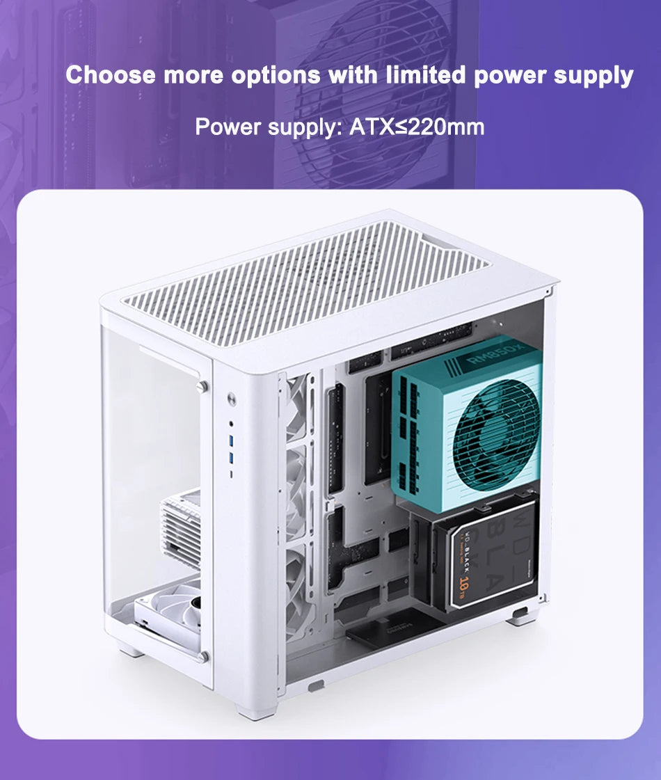 JONSBO TK-3 Desktop Chassis Curved Sea View Room Side Transparent ATX E-sports Case Double 360 Water Cooler Type-c Interface.