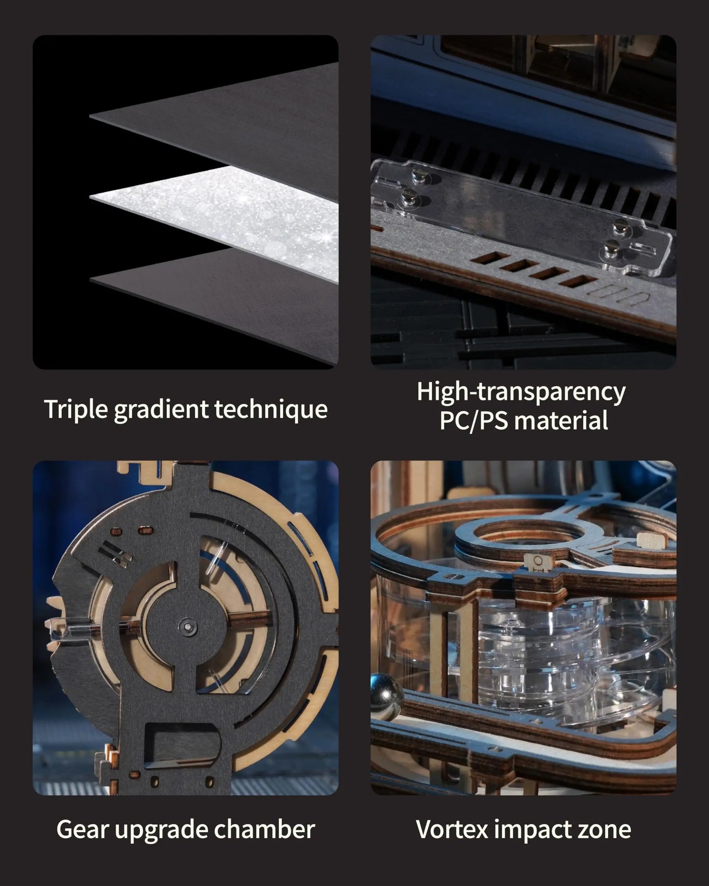 ROBOTIME Rokr Electric Marble Run with Light 3D Puzzle Toys Marble Spaceport Gifts for Kids Children Connect With Night City.