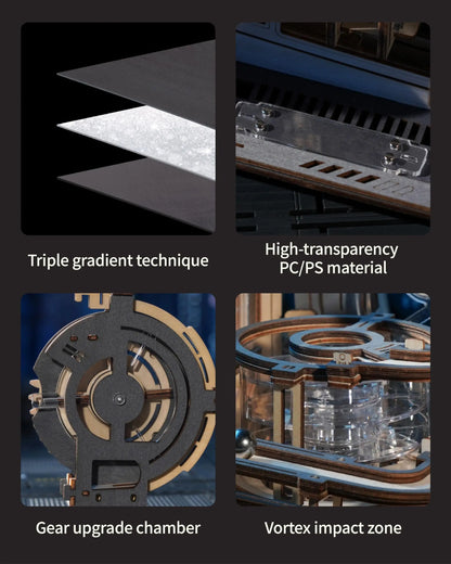 ROBOTIME Rokr Electric Marble Run with Light 3D Puzzle Toys Marble Spaceport Gifts for Kids Children Connect With Night City.