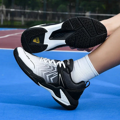 High-quality Badminton Trainers for Men and Women Blue Athletic Shoes with Anti-Slip Sole for Indoor and Outdoor Sports.