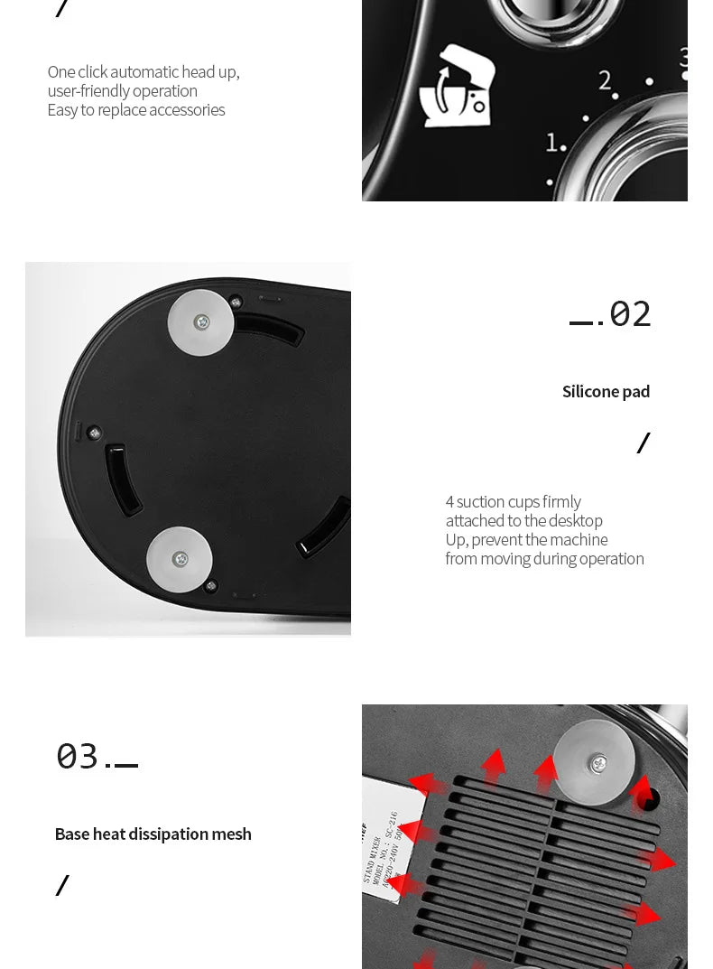 DIVEDEER Kitchen food mixer 3.5L stainless steel bowl cream egg mixture cake dough kneading machine 600W vertical mixer