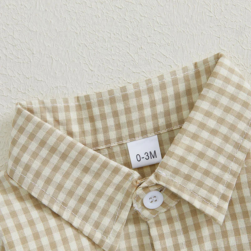 Kleinkind Niedlicher Gitter Revers Overall Kleinkind Dünner Stil Freizeit Einteiliger Baby Herbst Body.