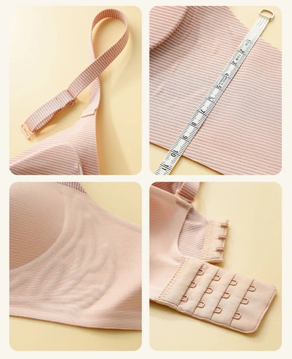 Stripe Color Contrast Soft Support Seamless Women Underwear Semifixed Cup Pad No Steel Ring Adjustable straps Gathered Woman Bra
