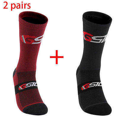 GSIDI2pairs 2023 New Cycling Socks Bike Nurse Compression Road Bike Running Mtb Knee-high White Sports Funny Brand Black.