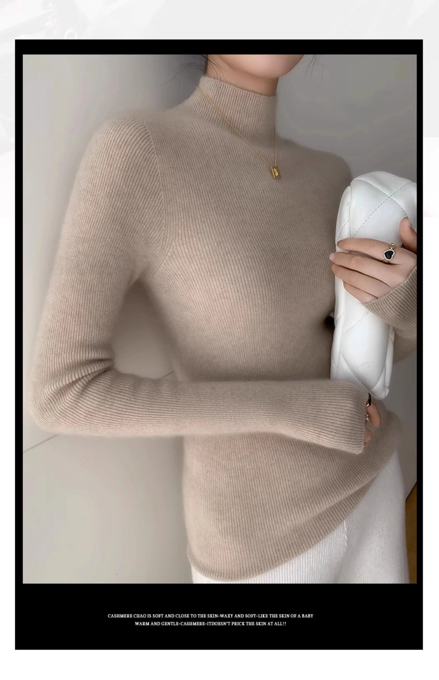 Women Fashion Tops Autumn Winter 2025 Turtleneck Sweater Women Knitted Pullovers Korean Style Simple Base Layer Knitted Sweater.