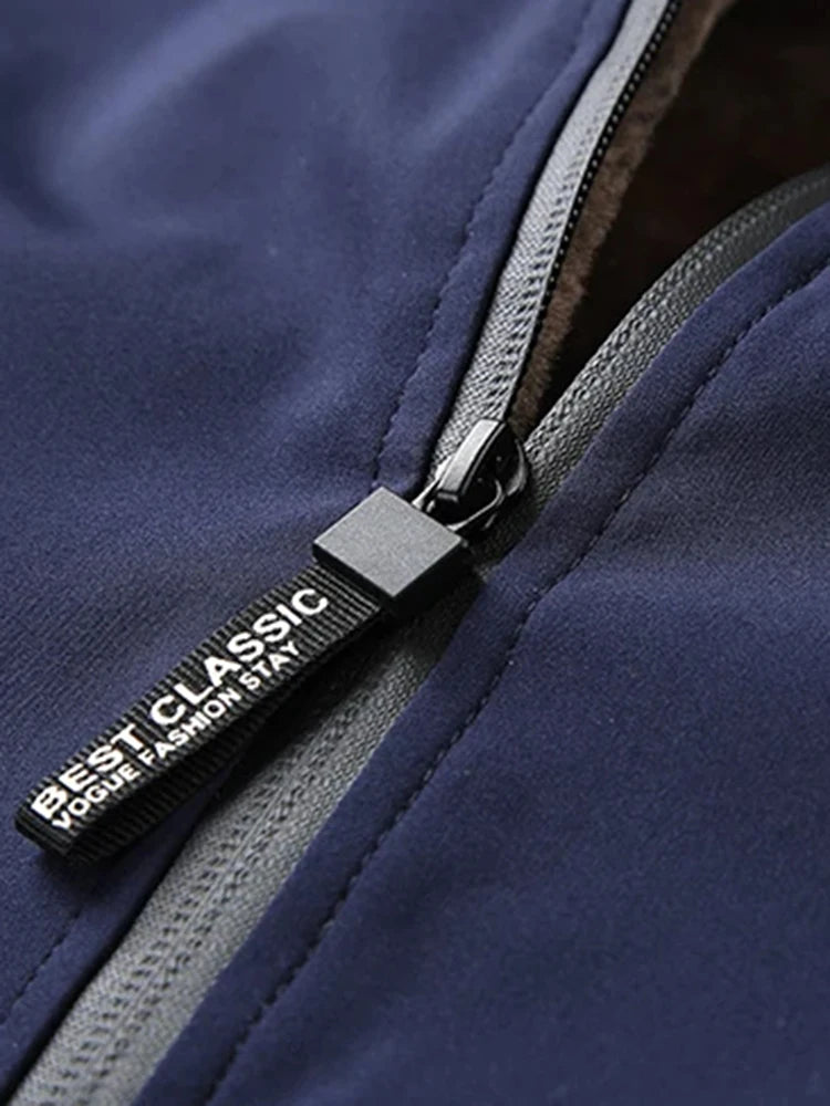 2024 New Men's Padded Cotton Clothing Fashion Casual Solid Color Windproof Lapel Long-Sleeved Jacket Street Beat Men's