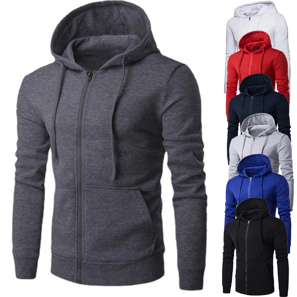 Autumn Men Sweatshirts Long Sleeve Jacket Hoodie Zipper Closure Jacket Male Hoodies Sweatshirt Slim Fit Male Clothing.