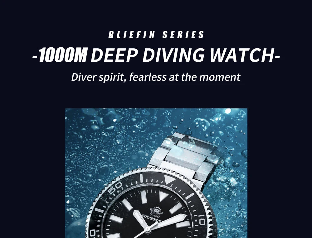 ADDIESDIVE Men's Diver's Watches 1000m Sapphire Glass Super Luminous Calendar NH35A Automatic Mechanical Wristwatch Luxury Watch.