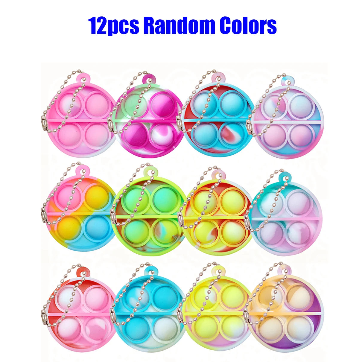 12/24/48Pcs Mini Pop Fidget Toy Pack Kit Keychain Stress Relief Toys Party Favors Office Desk Toy for Kids Adults Brinquedos.