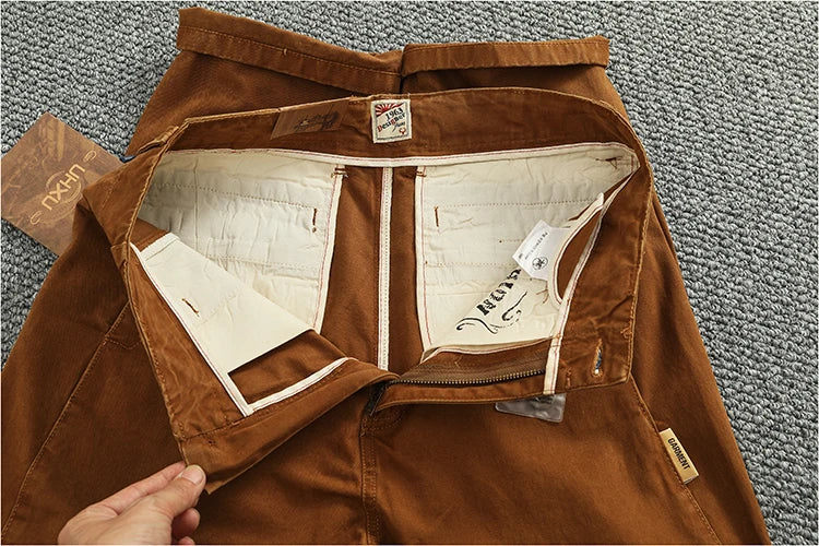 Spring And Autumn New American Retro 100% Cotton Multi-pocketed Washed Old Straight Casual Pants Loose Fashion Cargo Trousers