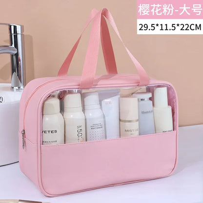 Waterproof Cosmetic Bag Portable Portable Cosmetic Storage Bag Large Capacity Pu Transparent Wash Bag Travel Storage Bag