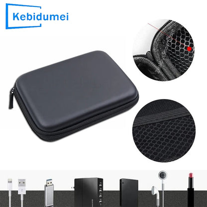 2.5 Inch HDD Box Bag Case Portable Hard Drive Bag for External Portable HDD hdd box case Cable storage Bag Protection Black/Blue.