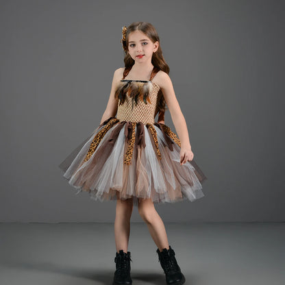 Höhlenmädchen-Kostüm für Kinder, Halloween-Tutu-Kleid, wilder Mann, Baby, Cosplay, Geburtstag, Dschungel, Karneval, Party, Kleider, ausgefallenes Tutus-Outfit.
