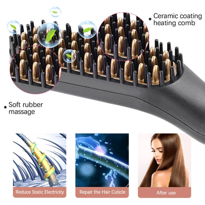 Multifunctional Quick Hair Beard Straightener Men's Hair Straightening Flat Iron Heated Hair Comb Electric Men Hair Beard Styler.