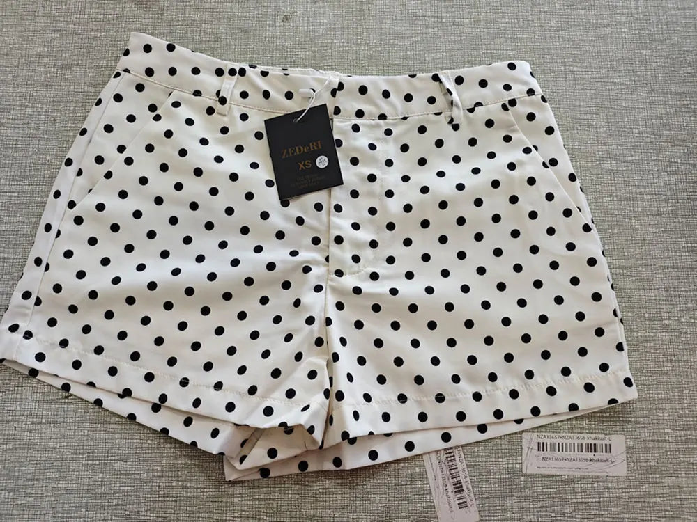 TRAFZA Herbst Polka Dot Gedruckt Jacke Für Frauen Lange Ärmel Rollkragen Zipper Mit Taschen Kordelzug Lose Vintage Mäntel.