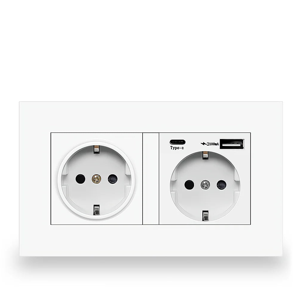Eiomr eu standard steckdose, einfach und doppelt 220v 16a weiß schwarz pc panel eu steckdose, wand usb typ c stecker steckdose für zu hause.
