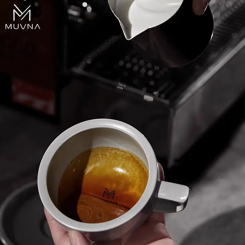 MUVNA Coffee and tea tools Cups 280ml/for Latte,Hot Tea,Cappuccino,Mocha,Cocoa,White/Cup and Saucer Set/Ceramic Latte Coffee Cup.