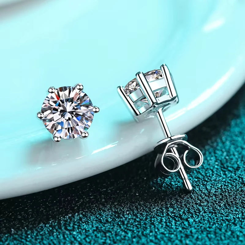 TEN CARATS Moissanite Stud Earrings for Women, D Color VVS1, S925 Sterling Silver, Luxury Jewelry Gift with GRA Certificate.