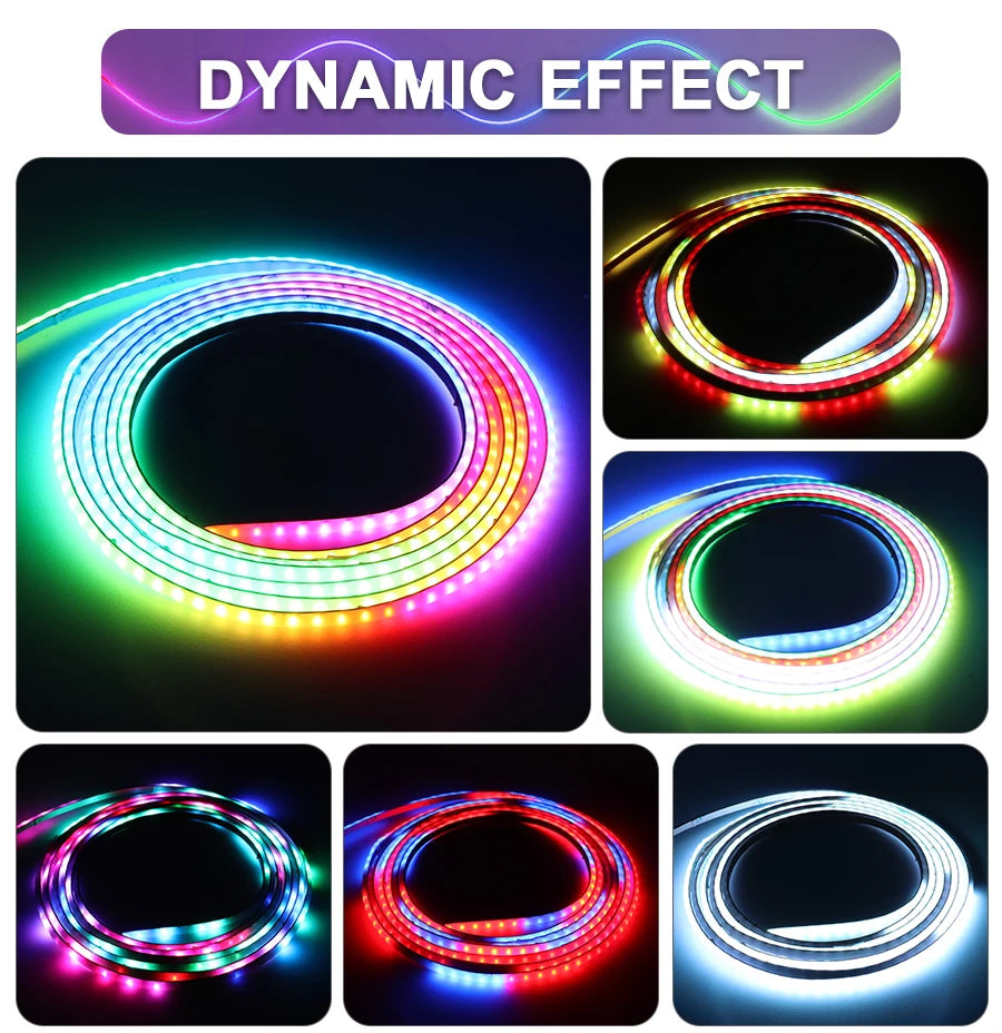 3mm 5mm 5V WS2812B Addressable COB LED Strip Individually IC RGB Flexible LED Strip High Density Dream Color LED Tape.