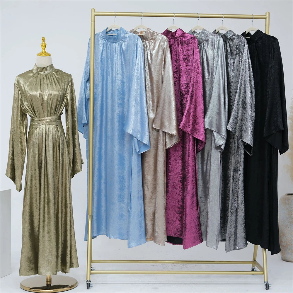 Fashion Satin Abaya Dubai Luxury 2024 Muslim Kaftan Dress Abayas For Women Kebaya Caftan Marocain Robe Femme Musulmane Vestidos.