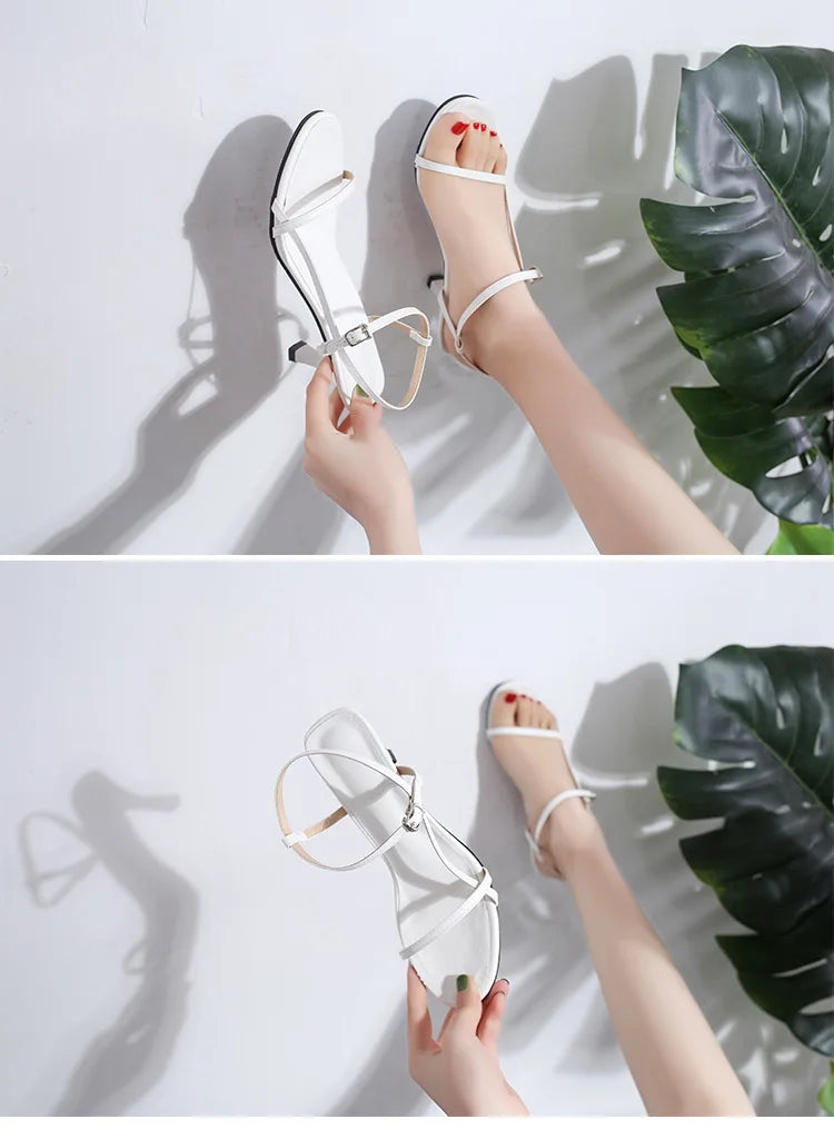 2024 Women's Black Evening Sandals | Genuine Leather Thin High Heels with Adjustable Ankle Strap | Stiletto Formal Wedding Shoes.