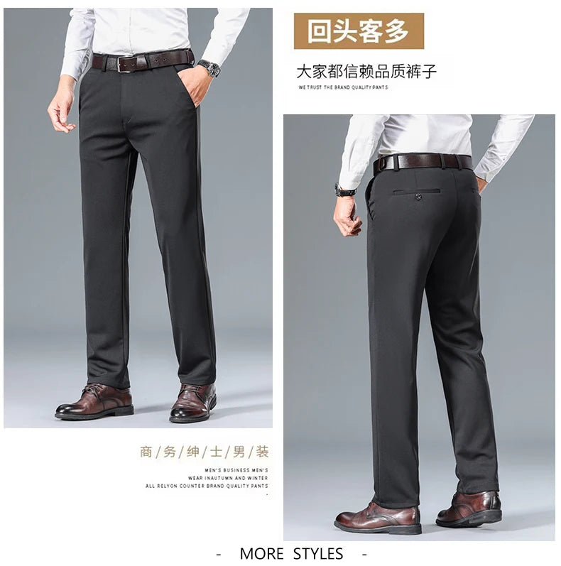 Top Quality New Brand Casual Fashion Long Pants Business Hight Stretch Straight Comfortable Korean Trousers Men Clothing.