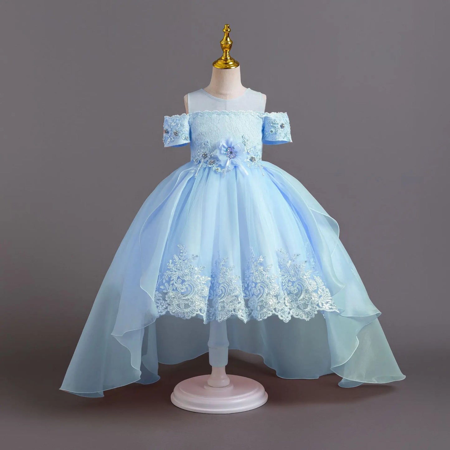 Luxus Perlen Kleider Für Kinder Spitze Schleppende Hochzeit Prinzessin Kleid Für Mädchen Geburtstag Prom Gala Leistung Lange Ballkleid